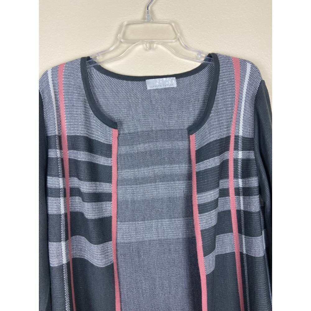 ✨2/$20✨‎ Carolyn Taylor Gray Multi Color Open Front Long Cardigan - Picture 2 of 15